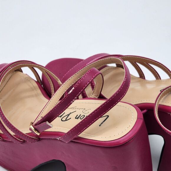 Lemon Drop by Privileged Fuchsia Tornado Platform Sandals Size 7.5 - Picture 11 of 16